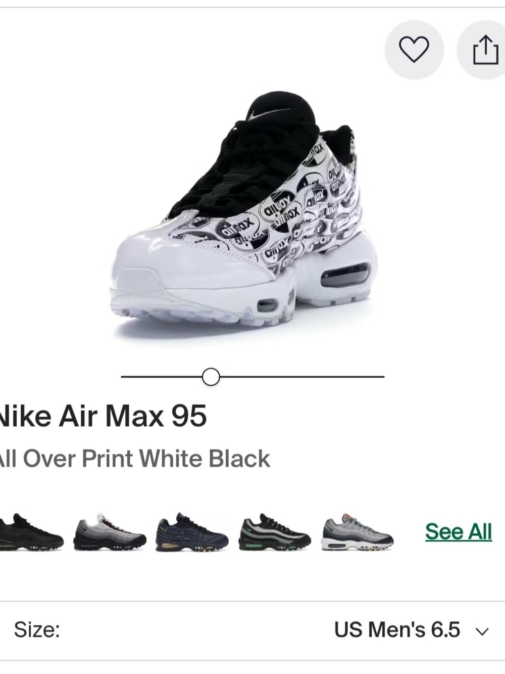 Nike Kids Air Max 95 White/Black All-Over Print